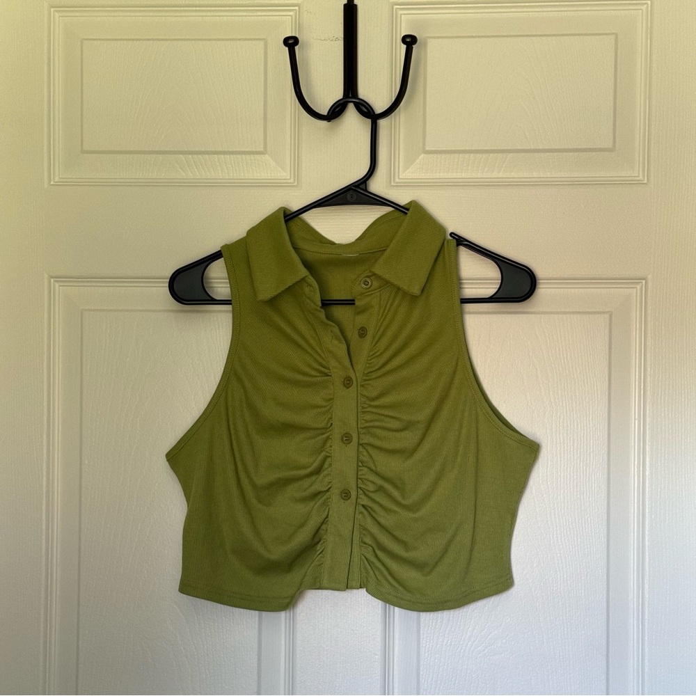 Ruched Button-Front Tank
